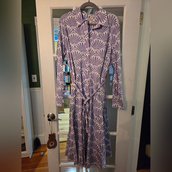 Boden Amy Print Long Sleeve Stretch Cotton Shirtdress - Size 16-18R - Picture 4 of 8